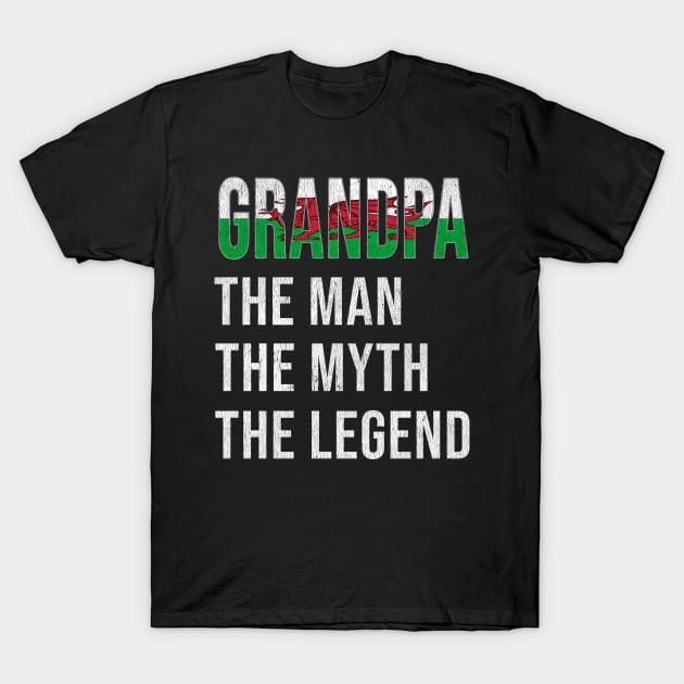 Grand Father Welsh Grandpa The Man The Myth The Legend - Gift for Welsh Dad With Roots From  Wales T-Shirt by Country Flags